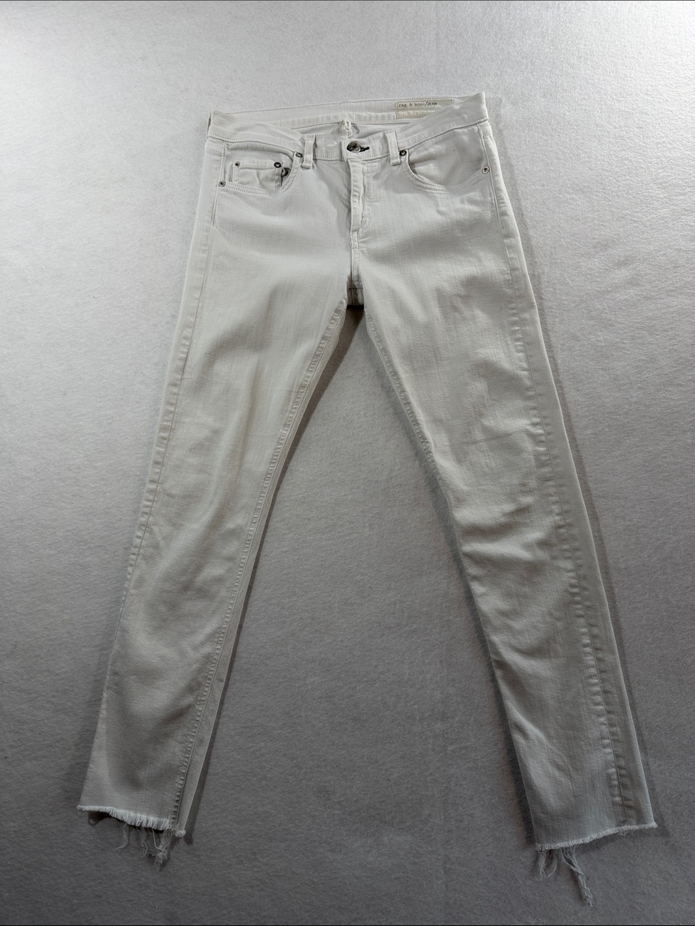 rag & bone White Skinny Jeans with Raw Hem